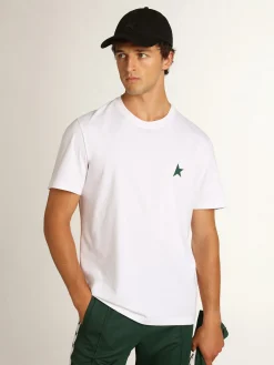 Cheap Camiseta branca Coleção Star com estrela verde em contraste na frente Camisetas