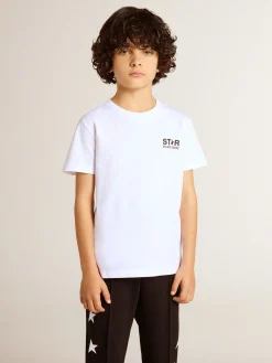 Clearance Camiseta branca com logo e estrela pretos em contraste Roupas de cima (4-12 years)|Roupas de cima (4-12 years)