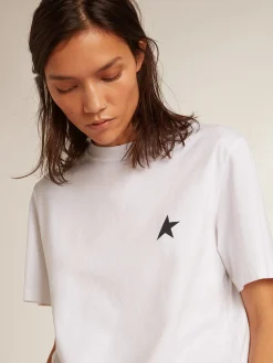 Best Sale Camiseta branca feminina com estrela azul-escura na frente MULHER Beachwear|Camisetas