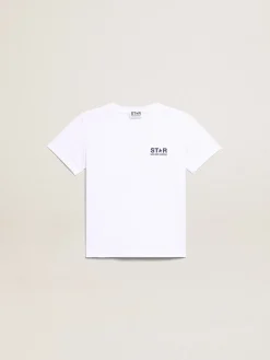 Store Camiseta branca infantil masculina com logo e estrela em contraste Roupas de cima (4-12 years)