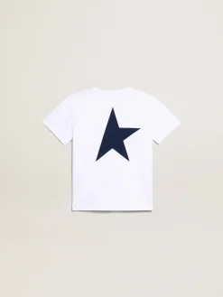 Store Camiseta branca infantil masculina com logo e estrela em contraste Roupas de cima (4-12 years)