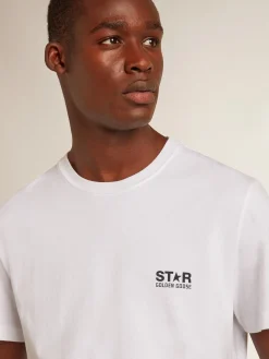 Best Camiseta branca masculina com estrela azul-escura nas costas Camisetas