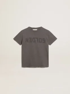 Hot Camiseta cinza infantil masculina com tratamento desgastado Roupas de cima (4-12 years)