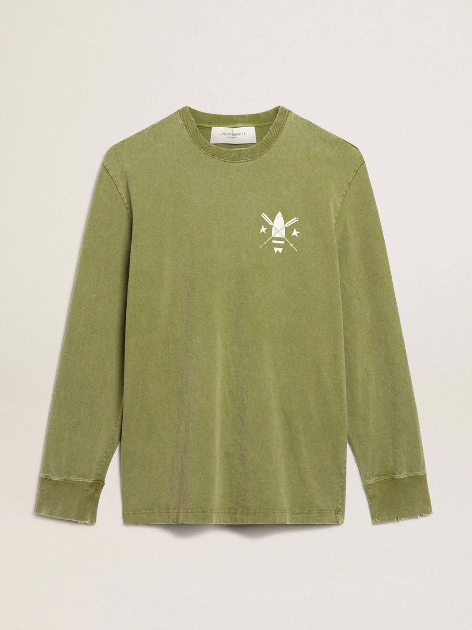 Outlet Camiseta cor de pesto com logo branco na frente e atrás Camisetas