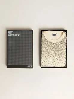 Cheap Camiseta Exclusiva HAUS of Dreamers branco usado com bordados Swarovski MULHER Camisetas