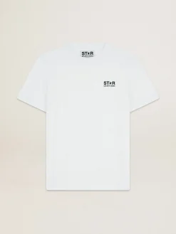 Best Sale Camiseta feminina branca com logo e estrela pretos em contraste MULHER Beachwear|Camisetas