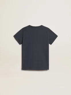 Outlet Camiseta infantil masculina de algodão azul-escuro com estampa no centro Roupas de cima (4-12 years)