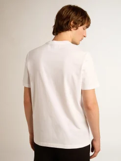 Best Camiseta masculina branca com estrela de glitter prateado na frente Beachwear|Camisetas