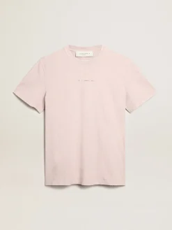 Discount Camiseta masculina rosa pálido com escrita no centro Camisetas