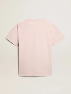 Discount Camiseta masculina rosa pálido com escrita no centro Camisetas