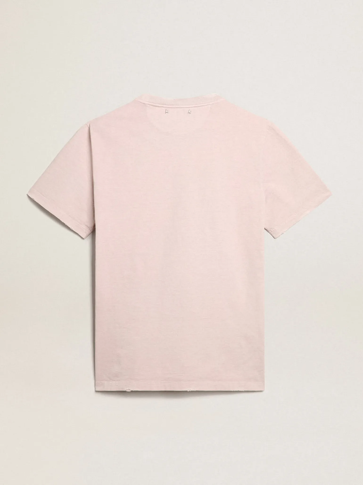 Discount Camiseta masculina rosa pálido com escrita no centro Camisetas