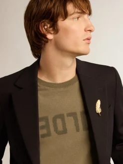 Best Camiseta masculina verde-oliva com inscrição Golden Camisetas