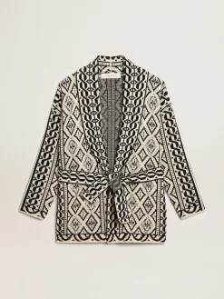 Best Sale Cardigã cor de papiro de lã com motivo jacquard e cristais MULHER Malhas