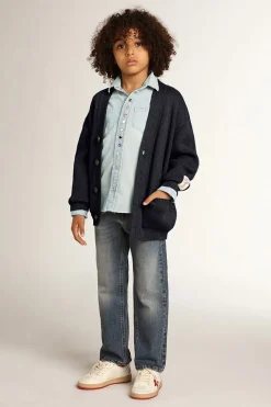 Outlet Cardigã de algodão azul-escuro com logo nas costas Roupas de cima (4-12 years)|Roupas de cima (4-12 years)