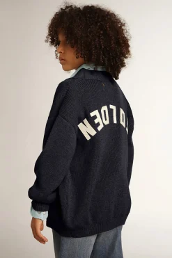 Outlet Cardigã de algodão azul-escuro com logo nas costas Roupas de cima (4-12 years)|Roupas de cima (4-12 years)