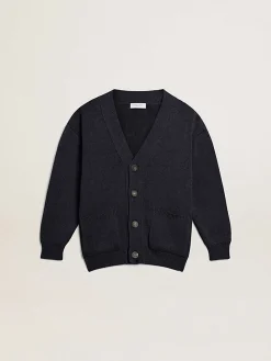 Outlet Cardigã de algodão azul-escuro com logo nas costas Roupas de cima (4-12 years)|Roupas de cima (4-12 years)