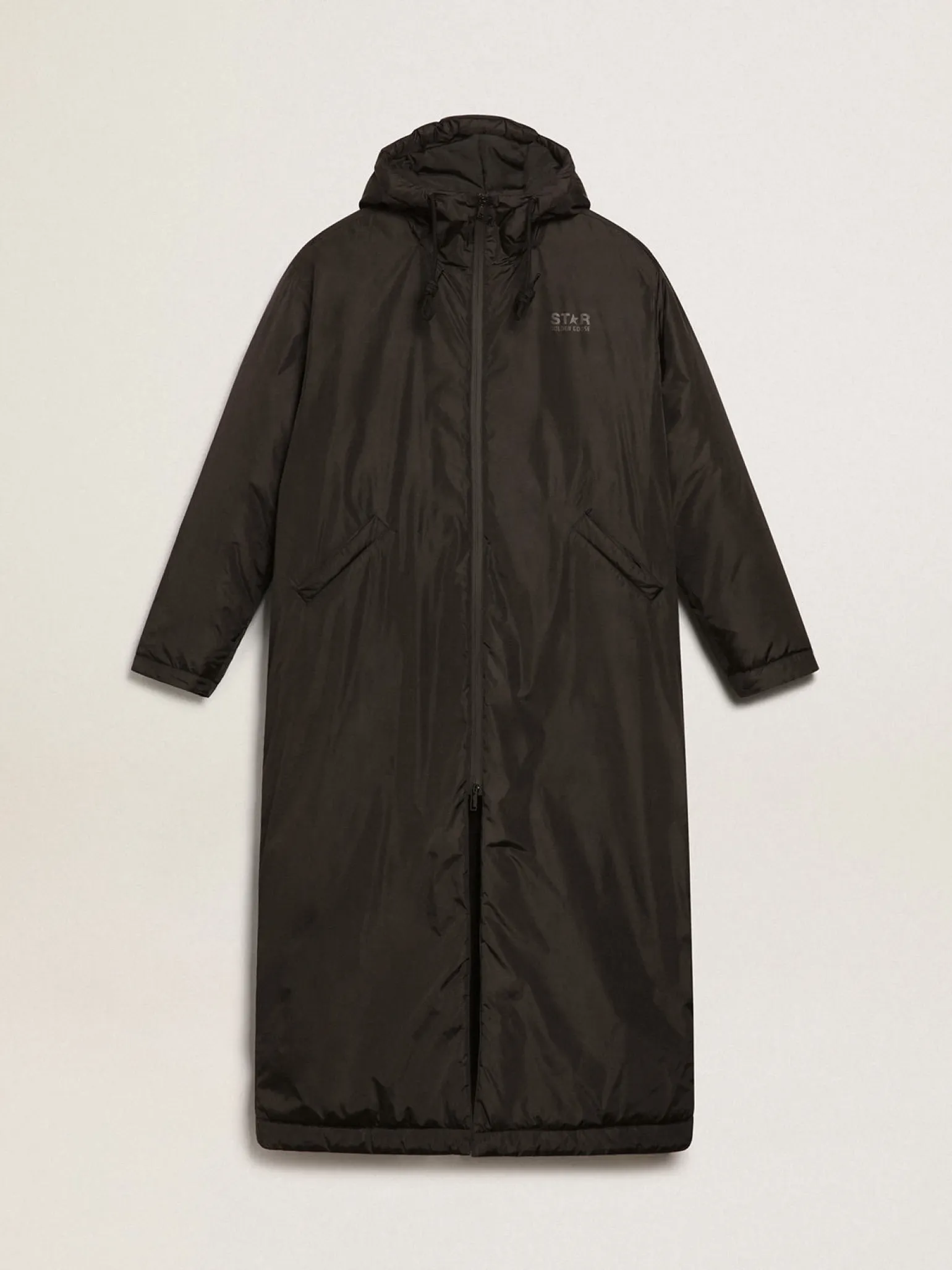 Best Sale Casaco acolchoado longo feminino preto com capuz MULHER Casacos e blusões