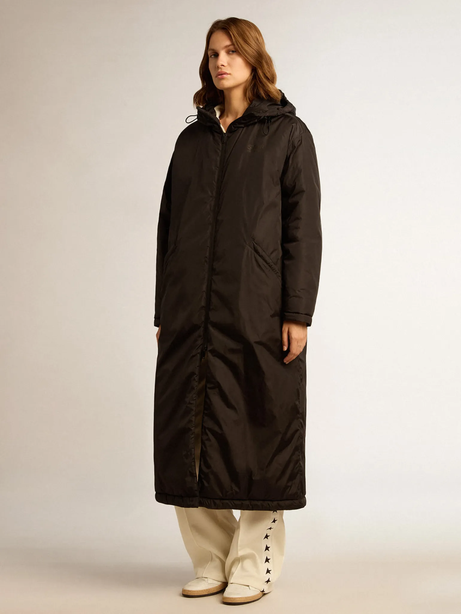 Best Sale Casaco acolchoado longo feminino preto com capuz MULHER Casacos e blusões