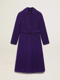 Clearance Casaco feminino de lã roxo índigo e forro com estampa MULHER Casacos e blusões