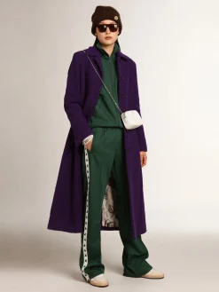 Clearance Casaco feminino de lã roxo índigo e forro com estampa MULHER Casacos e blusões