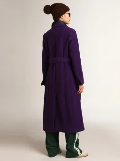 Clearance Casaco feminino de lã roxo índigo e forro com estampa MULHER Casacos e blusões
