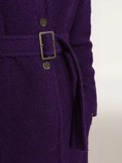 Clearance Casaco feminino de lã roxo índigo e forro com estampa MULHER Casacos e blusões
