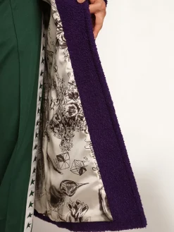 Clearance Casaco feminino de lã roxo índigo e forro com estampa MULHER Casacos e blusões