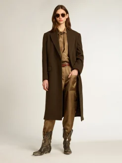 Shop Casaco feminino transpassado de lã cor de cortiça MULHER Casacos e blusões