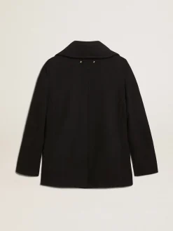 New Casaco peacoat feminino azul-escuro com botões heráldicos dourados MULHER Casacos e blusões