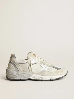 Sale Dad-Star masculino de suede branco e cinza e estrela de couro branco Dad-Star