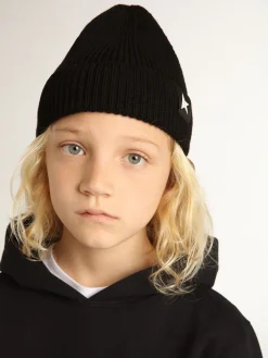 Outlet Gorro de algodão preto com estrela branca em contraste Roupas de cima (4-12 years)|Roupas de cima (4-12 years)