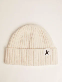 Clearance Gorro de lã branca com estrela preta MULHER Chapéus e bonés|Chapéus e bonés