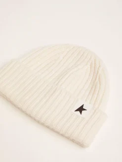 Clearance Gorro de lã branca com estrela preta MULHER Chapéus e bonés|Chapéus e bonés