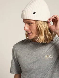 Clearance Gorro de lã branca com estrela preta MULHER Chapéus e bonés|Chapéus e bonés
