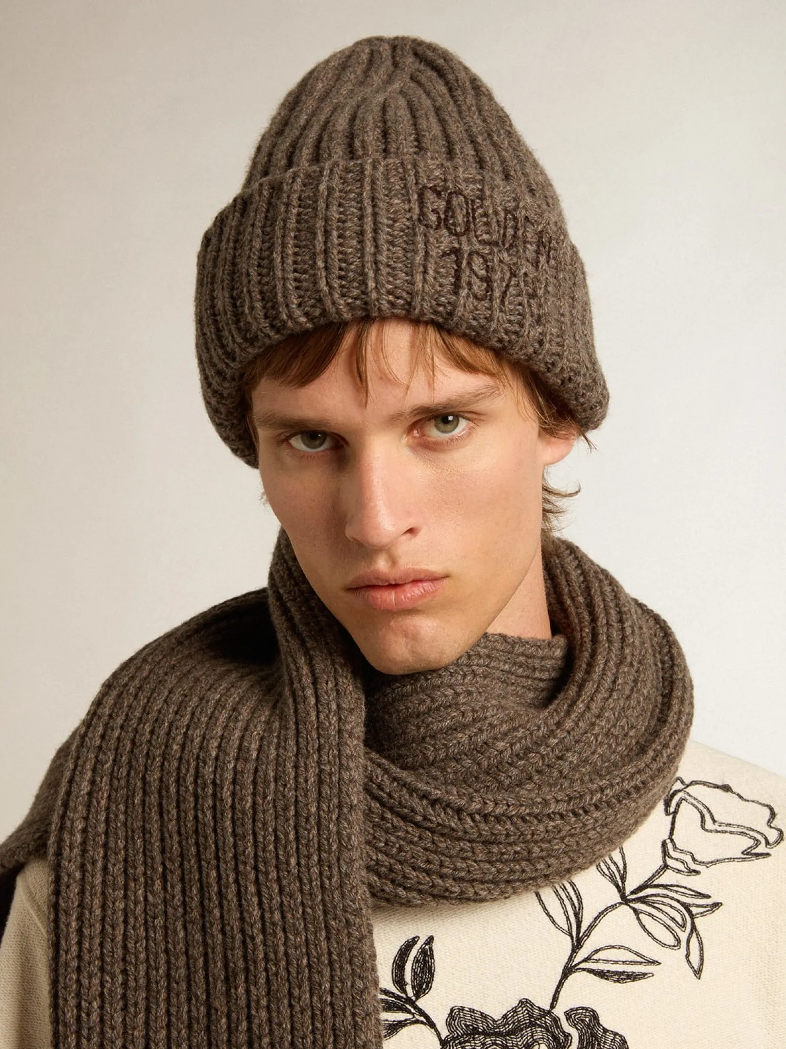 Fashion Gorro de lã mista de caxemira marrom cinza MULHER Chapéus e bonés|Chapéus e bonés