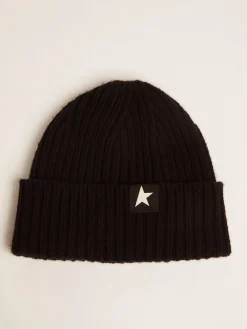Clearance Gorro de lã preta com estrela branca MULHER Chapéus e bonés|Chapéus e bonés