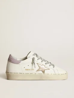 Hot Hi Star branco com estrela dourada e talão de naplak lilás MULHER Hi Star