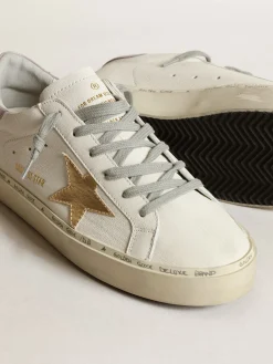 Hot Hi Star branco com estrela dourada e talão de naplak lilás MULHER Hi Star
