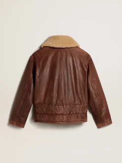 Cheap Jaqueta cor de madeira com gola de shearling removível MULHER Casacos e blusões
