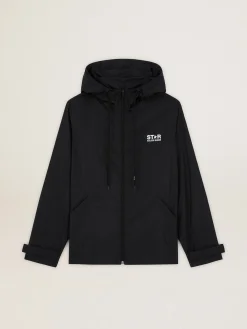 Best Sale Jaqueta corta-vento feminina com logo e estrela brancas em contraste MULHER Casacos e blusões