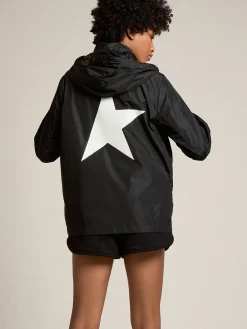 Best Sale Jaqueta corta-vento feminina com logo e estrela brancas em contraste MULHER Casacos e blusões