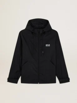 Outlet Jaqueta corta-vento masculina com logo e estrela brancos em contraste Casacos e blusões
