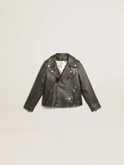 Shop Jaqueta de couro infantil masculina com tratamento desgastado Roupas de cima (4-12 years)|Roupas de cima (4-12 years)