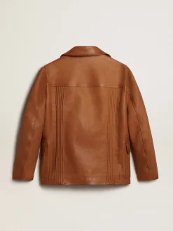 Flash Sale Jaqueta de couro marrom bronze MULHER Casacos e blusões