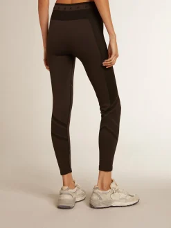 Store Legging feminina preta com meia-costura MULHER Jeans e calças