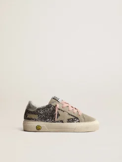 Fashion May Junior de glitter antracite com estrela de suede havana-rosado Meninas pequenas (1-3 anos)
