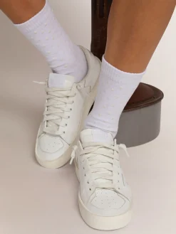 Flash Sale Meias brancas com estrelas 3D e logo em contraste MULHER Meias|Meias