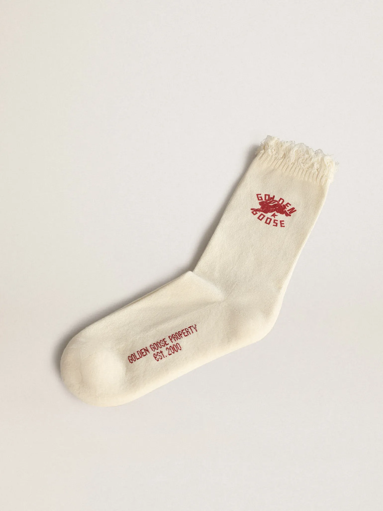 Cheap Meias na cor branco heritage com bordas desfiadas e logo CNY MULHER Meias|Meias