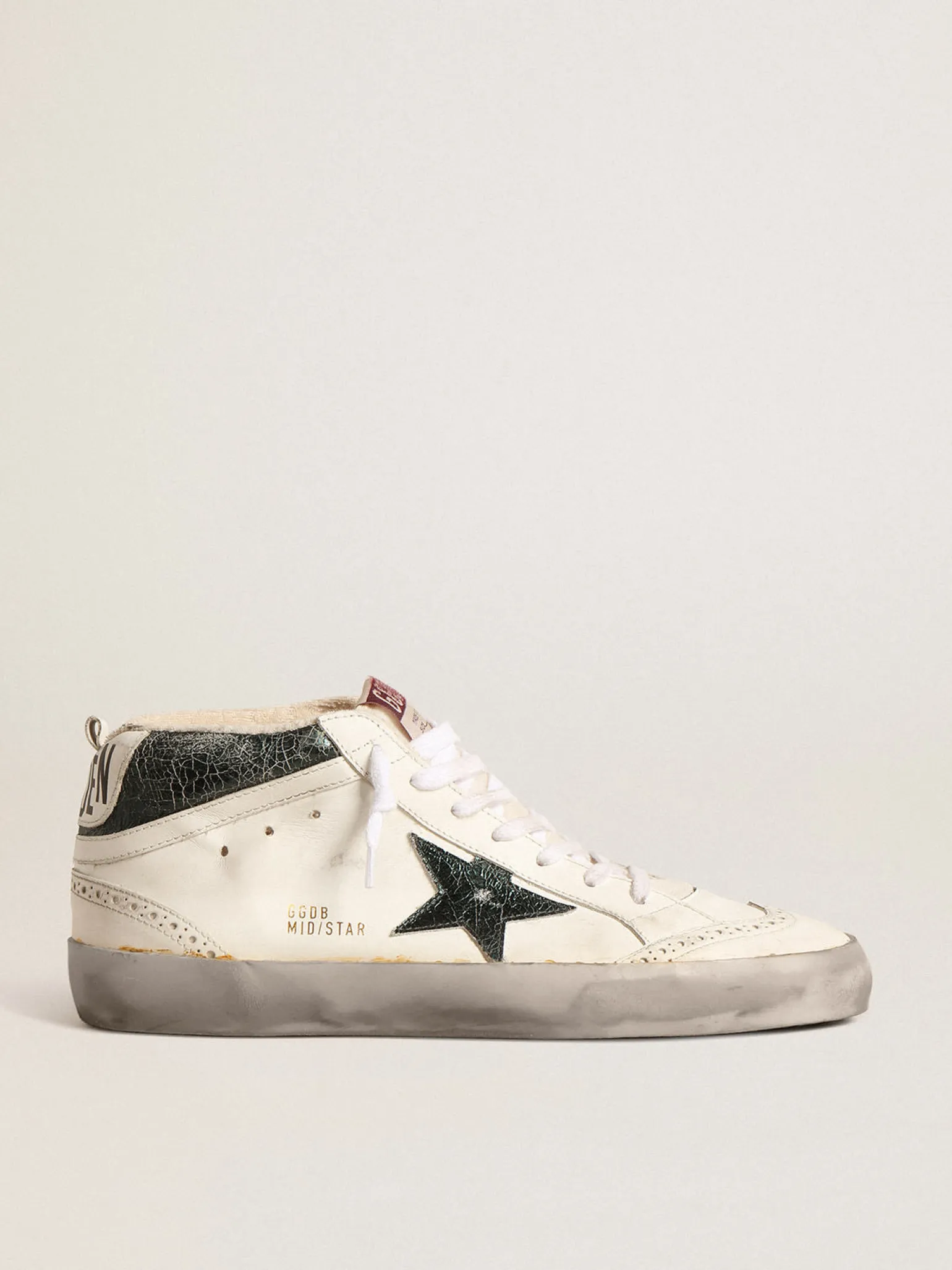 Clearance Mid Star com estrela de couro metálico verde e lista branca Mid Star