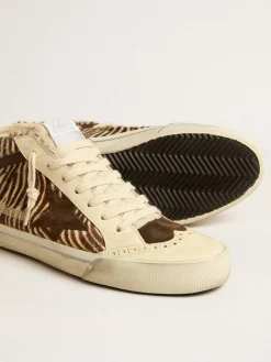Online Mid Star de couro cavalinho zebrado com estrela de suede e lista marrom MULHER Mid Star